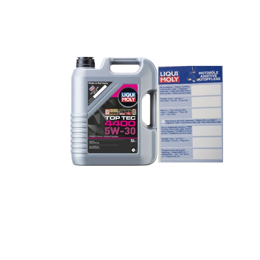 Set ulei motor Liqui Moly top tec 4400 5w30 5L si eticheta service