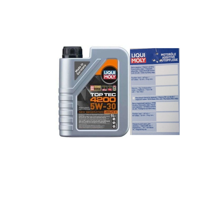 Set ulei motor Liqui Moly Top tec 4200 5w30 1L si eticheta service