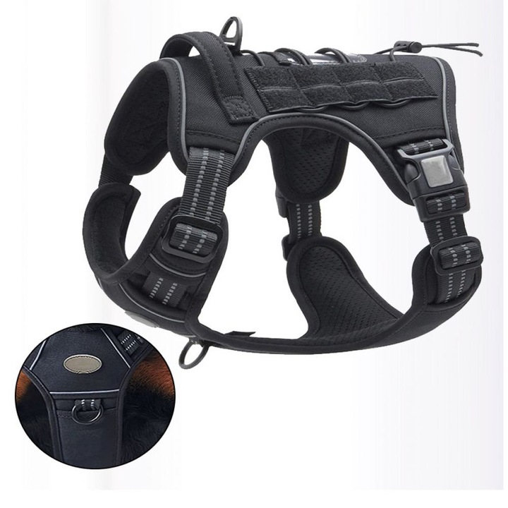 Ham de caine ajustabil, reflectorizant, negru, M