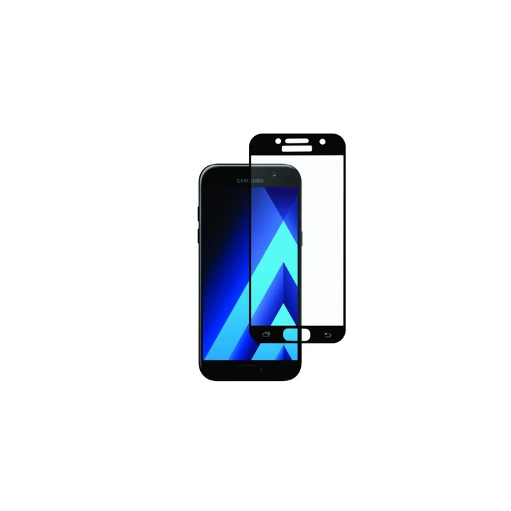 Folie de protectie ecran compatibil cu Samsung Galaxy A3 2017, din sticla securizata, 0.33mm, margini negre
