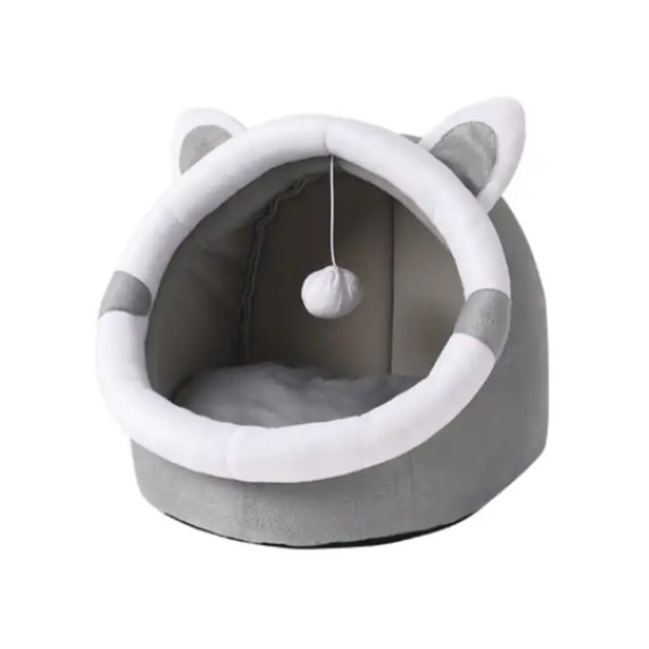 Pat pentru pisici, cu perna lavabila, multicolor, 37x34x33cm