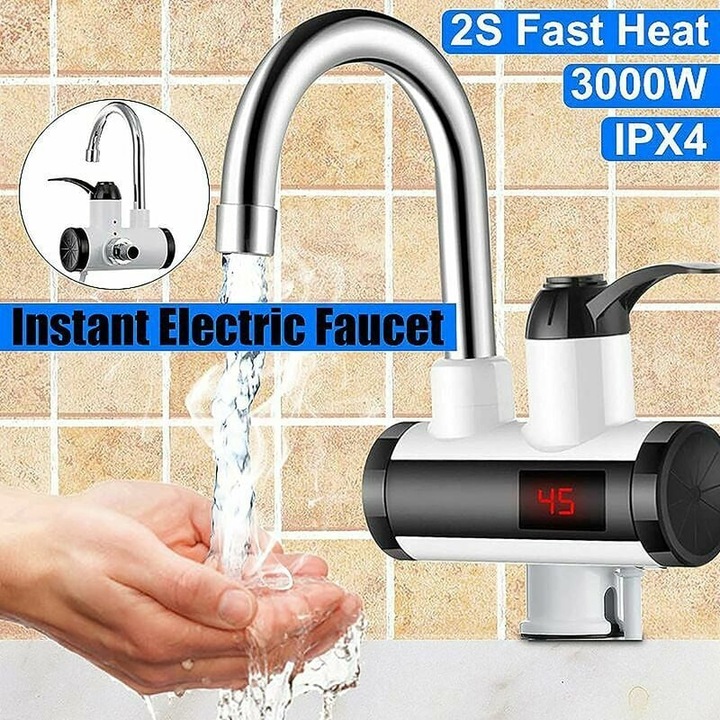 Carmdering EMAGFP-BST3171641-A azonnali vízmelegítő csaptelep, 220V 3000W, tartály nélküli, 360°-ban forgatható, digitális kijelző, 2 másodperces fűtés, szivárgásvédelem, többszínű