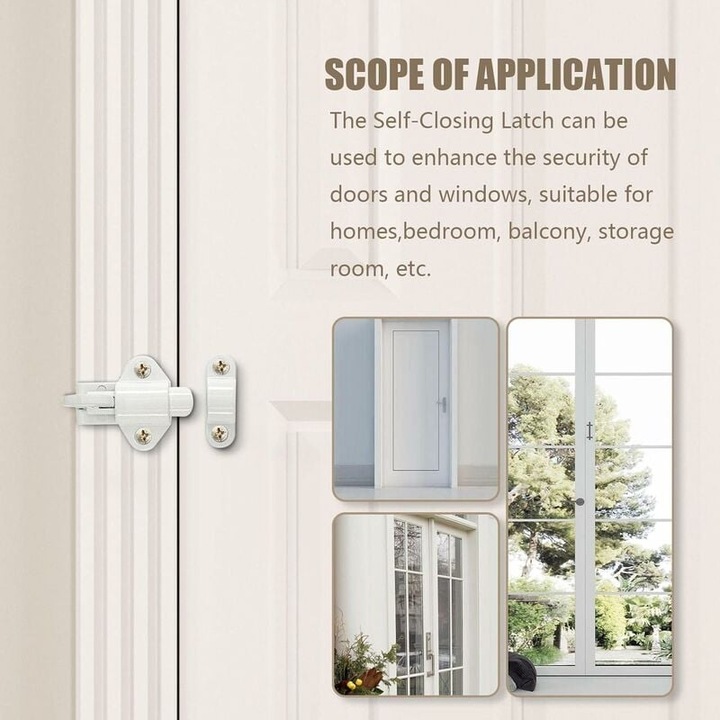 Резе, Самозаключваща се брава от алуминиева сплав, комплект с винтове, бяла