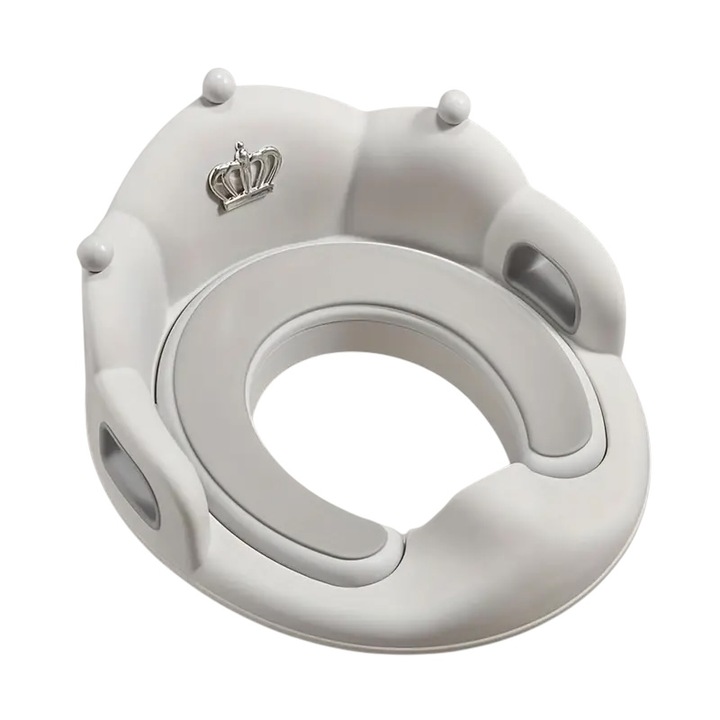 Reductor pentru toaleta, Tecos®, portabil, 38x34 cm, suprafata de siguranta antialunecare, material moale pentru sezutul copilului, gri