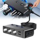 Adaptor priza auto multiplicator 7 in 1, RorAem, cu Adaptor priza auto, Impartitor auto, Protectie Supratensiune, LCD Digital, 128W, 4 porturi USB, Detectare Automata Tensiune, 2x soclu auto, 12V/24V, 120W, Negru