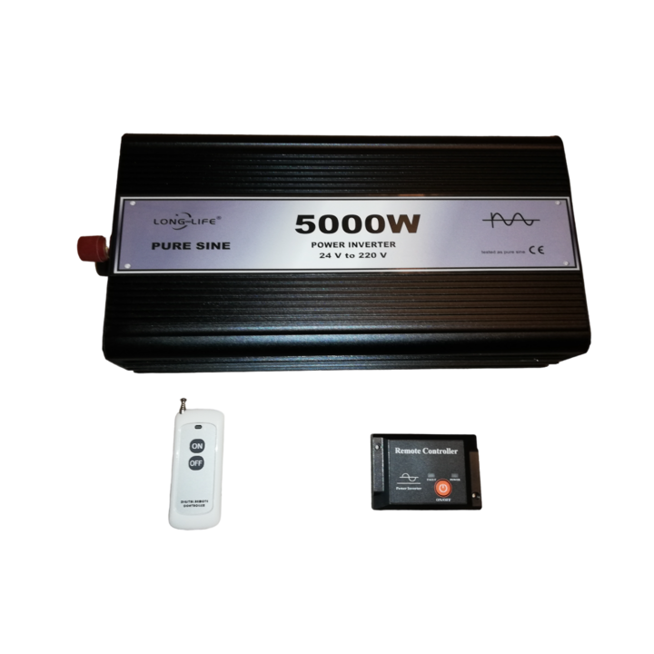 Invertor 5000 W, sinus pur, 24 V - 220 V auto si panouri solare, priza europeana, USB port, telecomanda wireless inverter unda pura, tir, camion, autocar, rulota, autorulota, testat osciloscop, camper, barca, casa independenta