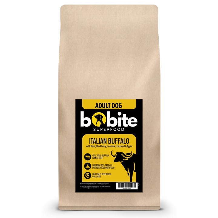 Bobite Superfood Adult – Bivol italian, hrana uscata superpremium caini fara cereale, 2 kg