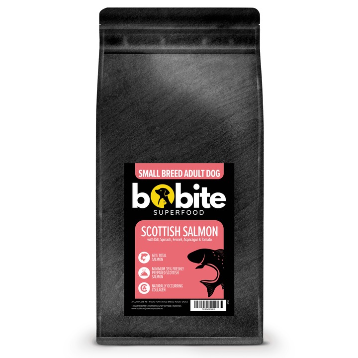Bobite Superfood Adult Mini – Somon scotian, hrana uscata superpremium caini de talie mica fara cereale, 2 kg