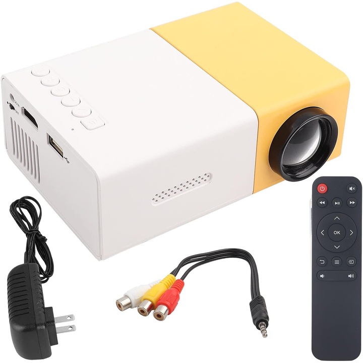 RorAem 1080P mini videoprojektor, 12,7x8,15x4,85 cm, 250 g, HDMI, hordozható