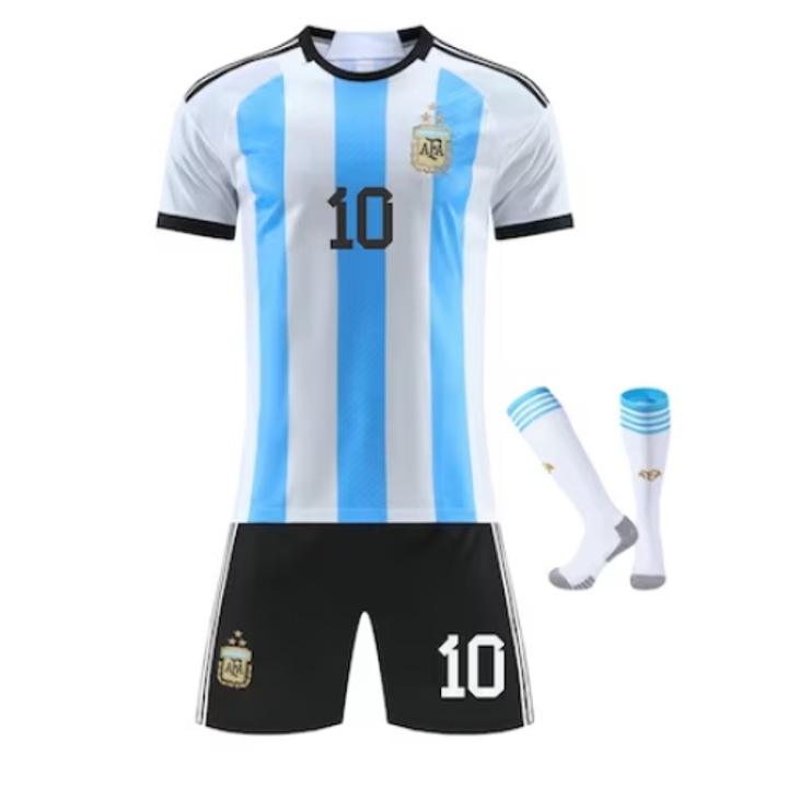 ANTCOOL OEM Argentina Messi Gyerek futball kétrészes mez és zokni, poliészter, 100-110 cm, többszínű