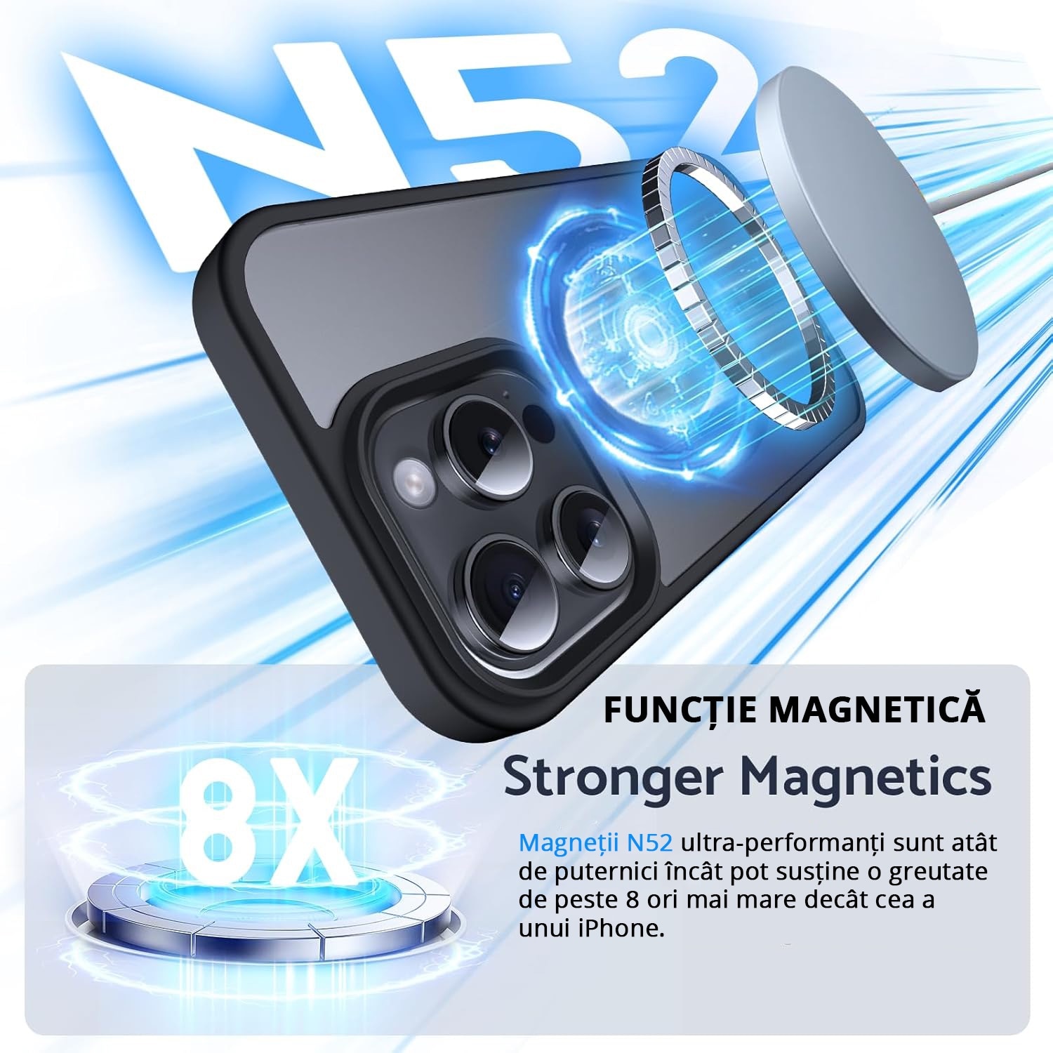 Husa pentru IPhone 16 PRO, MobileSmart MagSafe, Hybrid ultra slim, carcasa spate Antisoc, hardcase, Negru