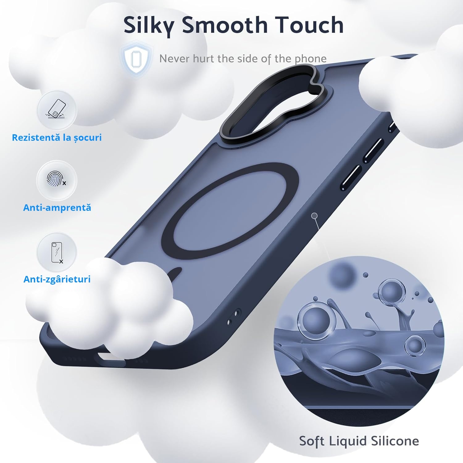 Husa pentru IPhone 16, MobileSmart MagSafe, Hybrid ultra slim, carcasa spate Antisoc, hardcase, Blue