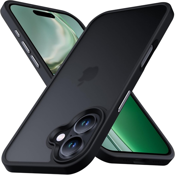 Husa pentru iPhone 16, MobileSmart, Hybrid ultra slim, carcasa spate Antisoc, Negru