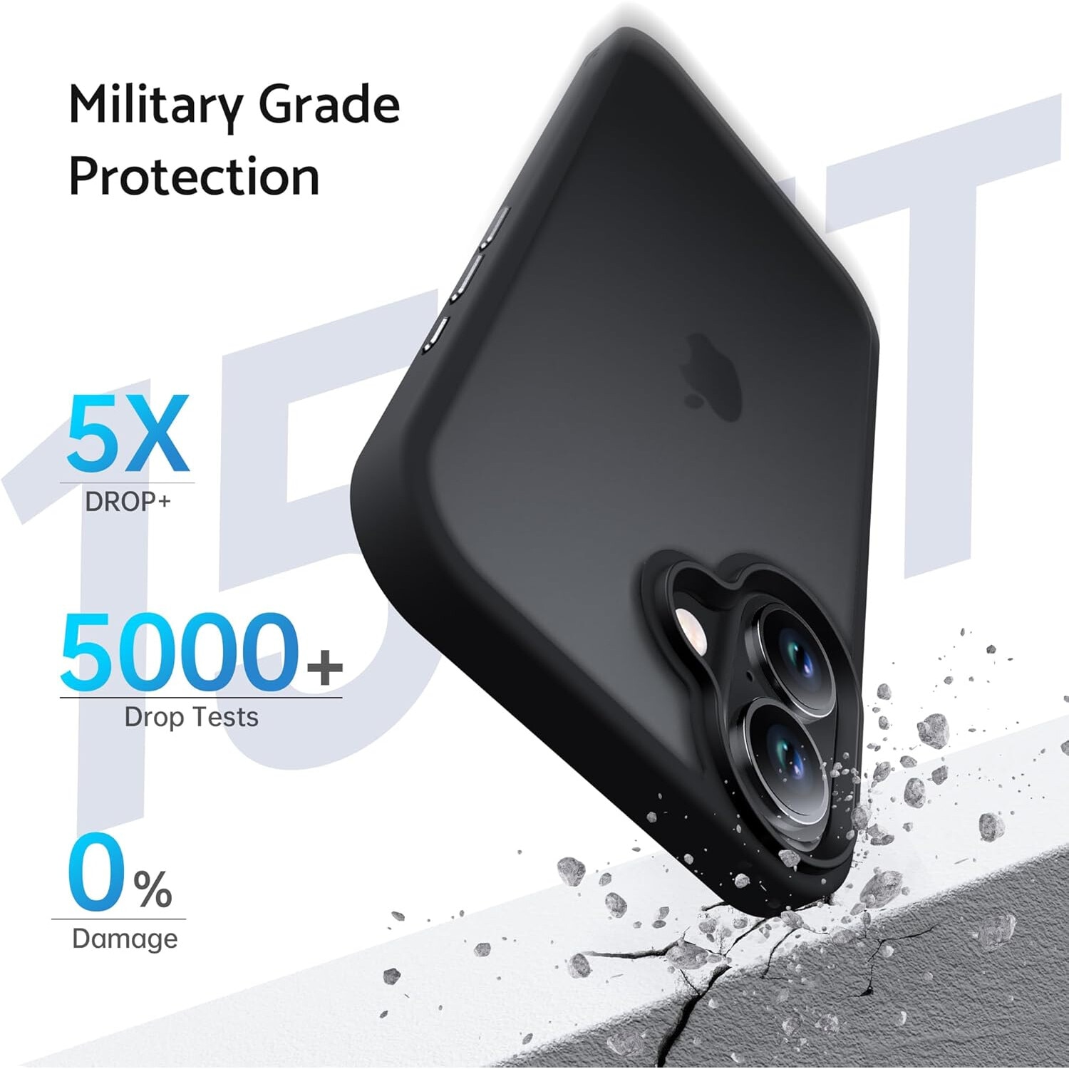 Husa pentru iPhone 16, MobileSmart, Hybrid ultra slim, carcasa spate Antisoc, Negru