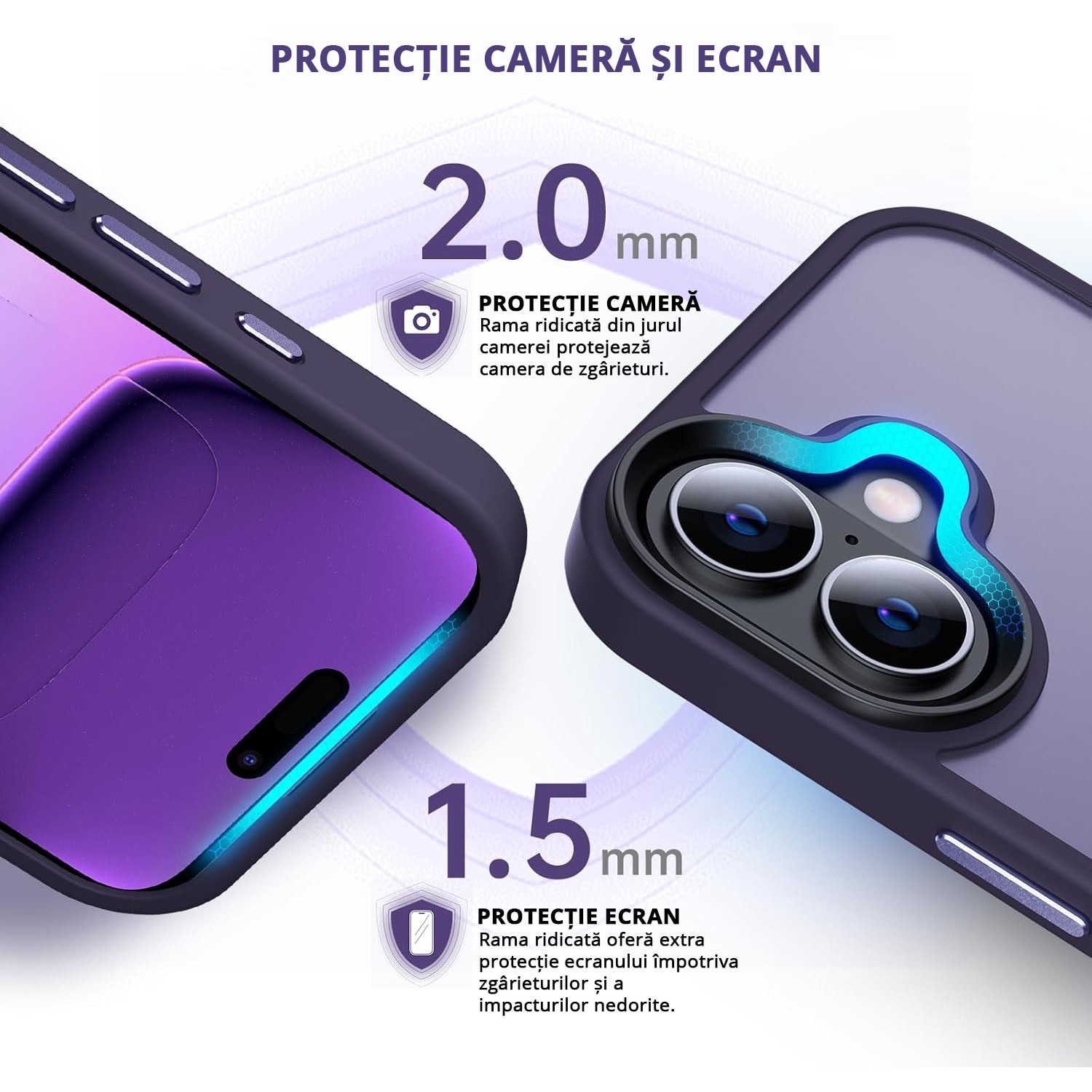 Husa pentru IPhone 16, MobileSmart MagSafe, Hybrid ultra slim, carcasa spate Antisoc, hardcase, Purple