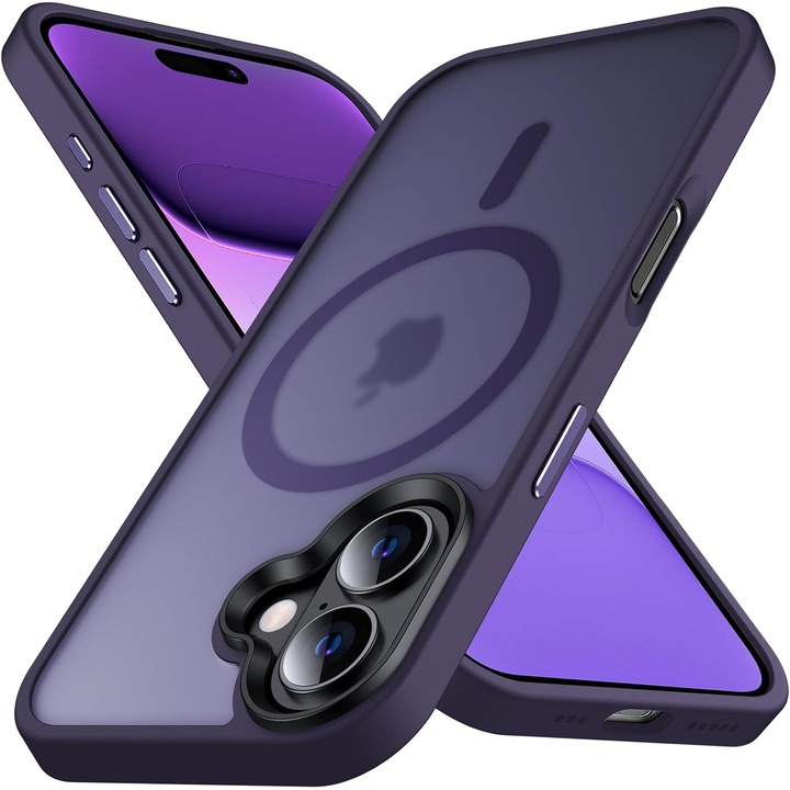 Husa pentru IPhone 16, MobileSmart MagSafe, Hybrid ultra slim, carcasa spate Antisoc, hardcase, Purple