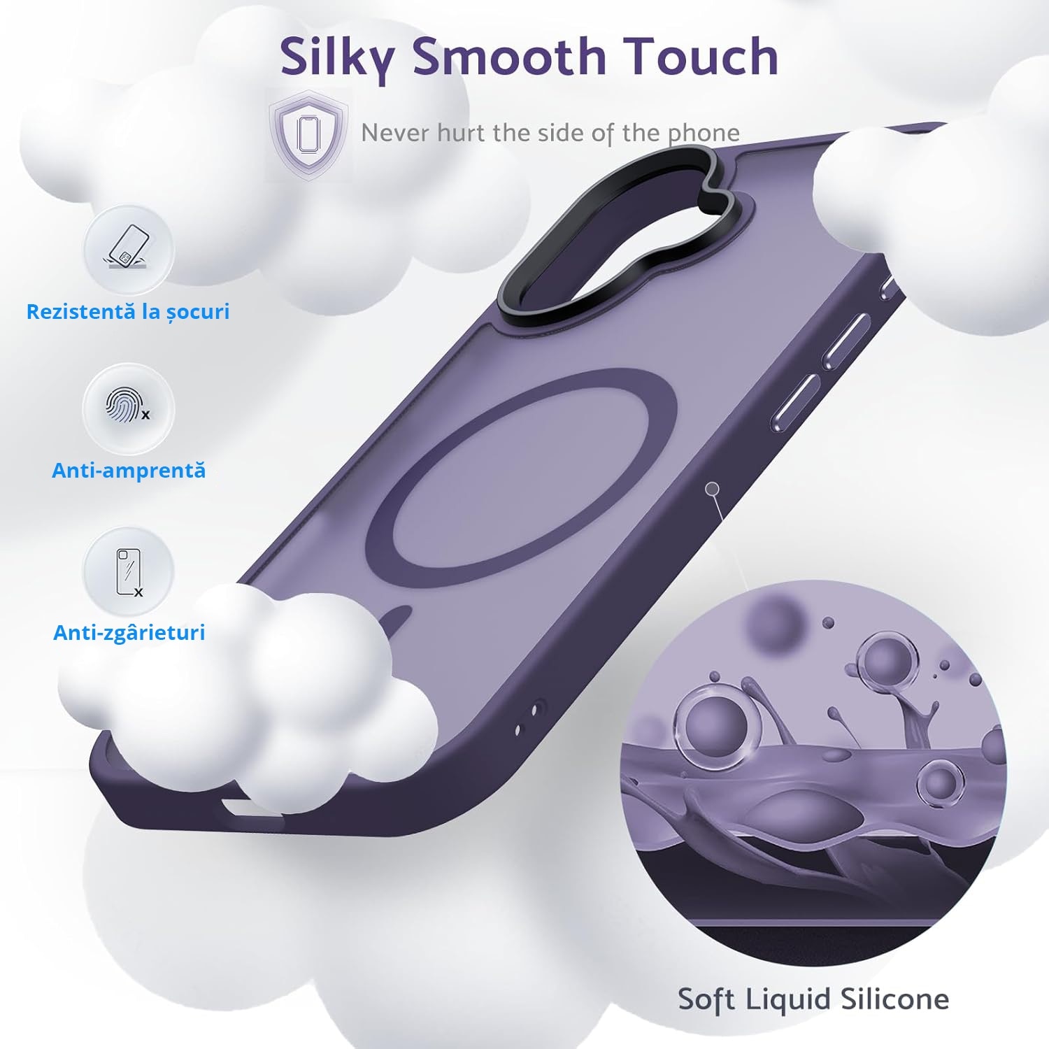 Husa pentru IPhone 16, MobileSmart MagSafe, Hybrid ultra slim, carcasa spate Antisoc, hardcase, Purple