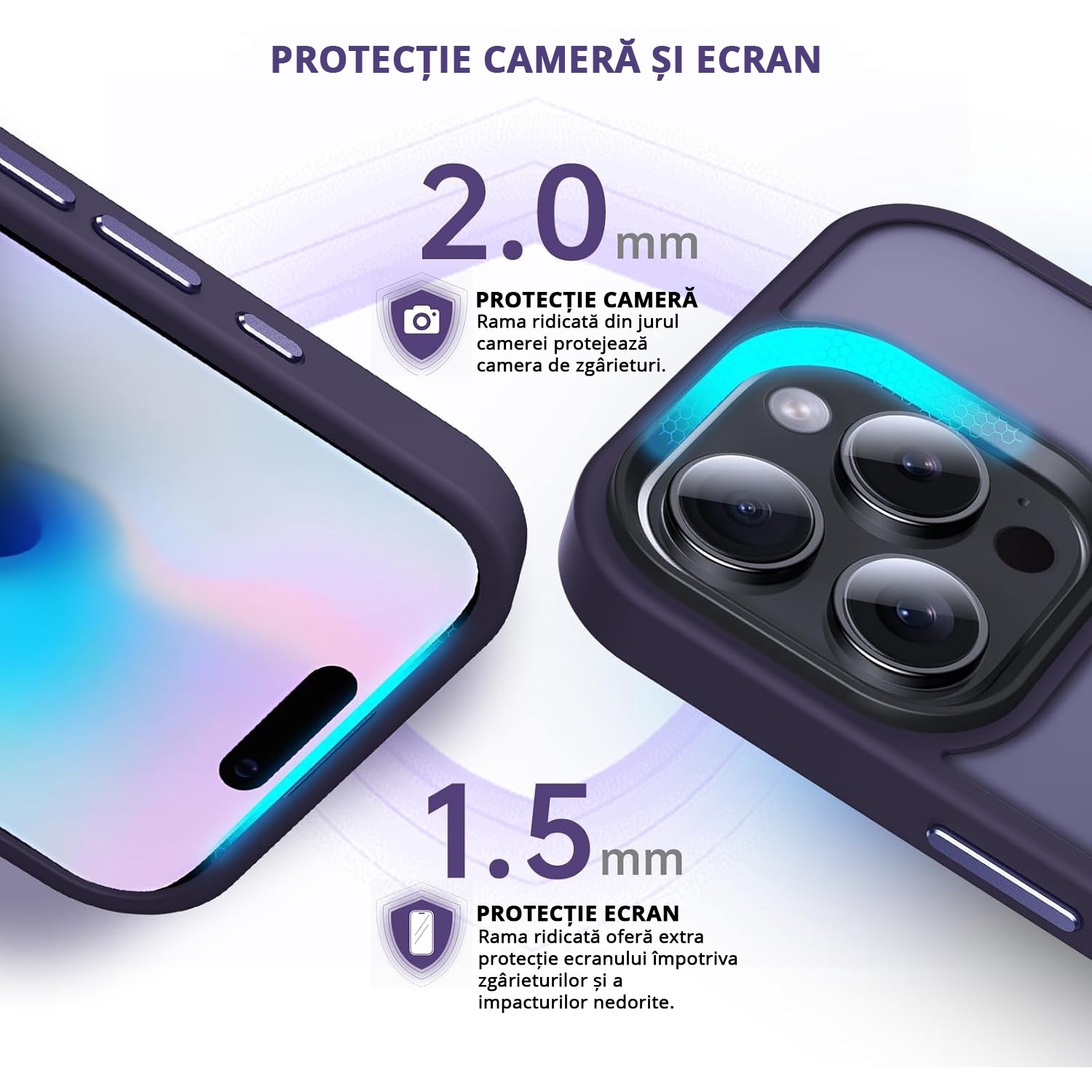Husa pentru IPhone 16 PRO, MobileSmart MagSafe, Hybrid ultra slim, carcasa spate Antisoc, hardcase, Purple