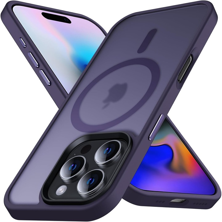 Husa pentru IPhone 16 PRO MAX, MobileSmart MagSafe, Hybrid ultra slim, carcasa spate Antisoc, hardcase, Purple