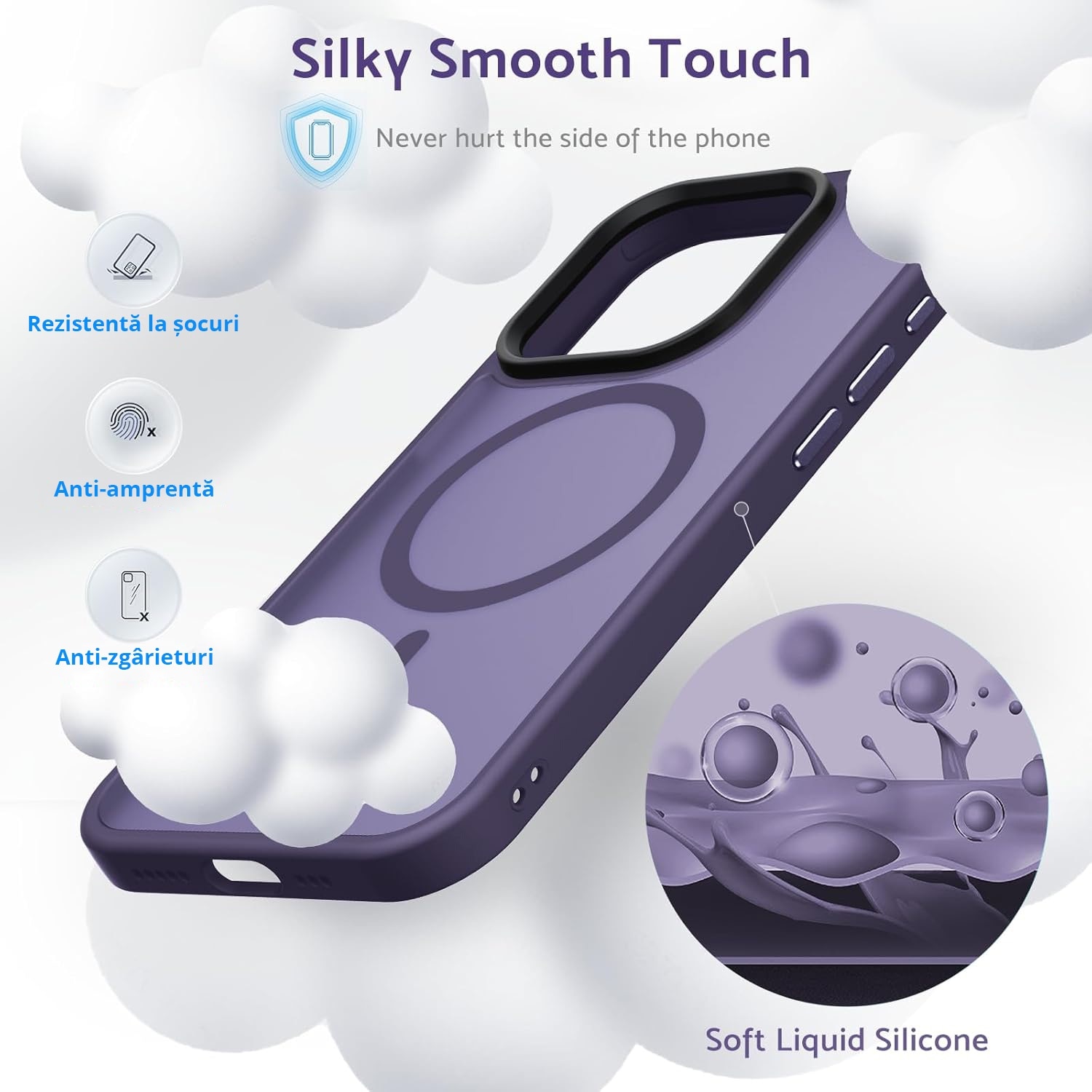 Husa pentru IPhone 16 PRO, MobileSmart MagSafe, Hybrid ultra slim, carcasa spate Antisoc, hardcase, Purple