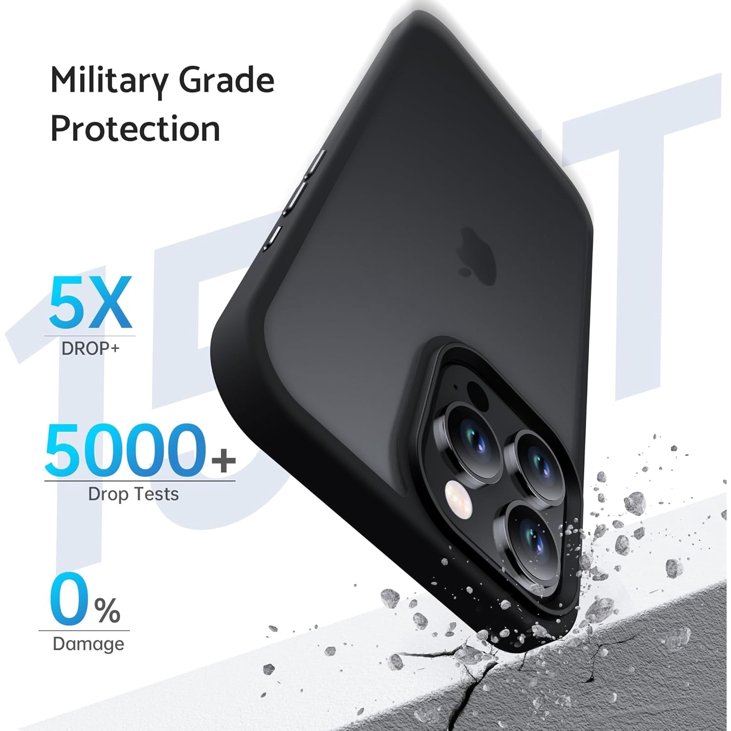 Husa pentru iPhone 16 PRO MAX, MobileSmart, Hybrid ultra slim, carcasa spate Antisoc, Negru