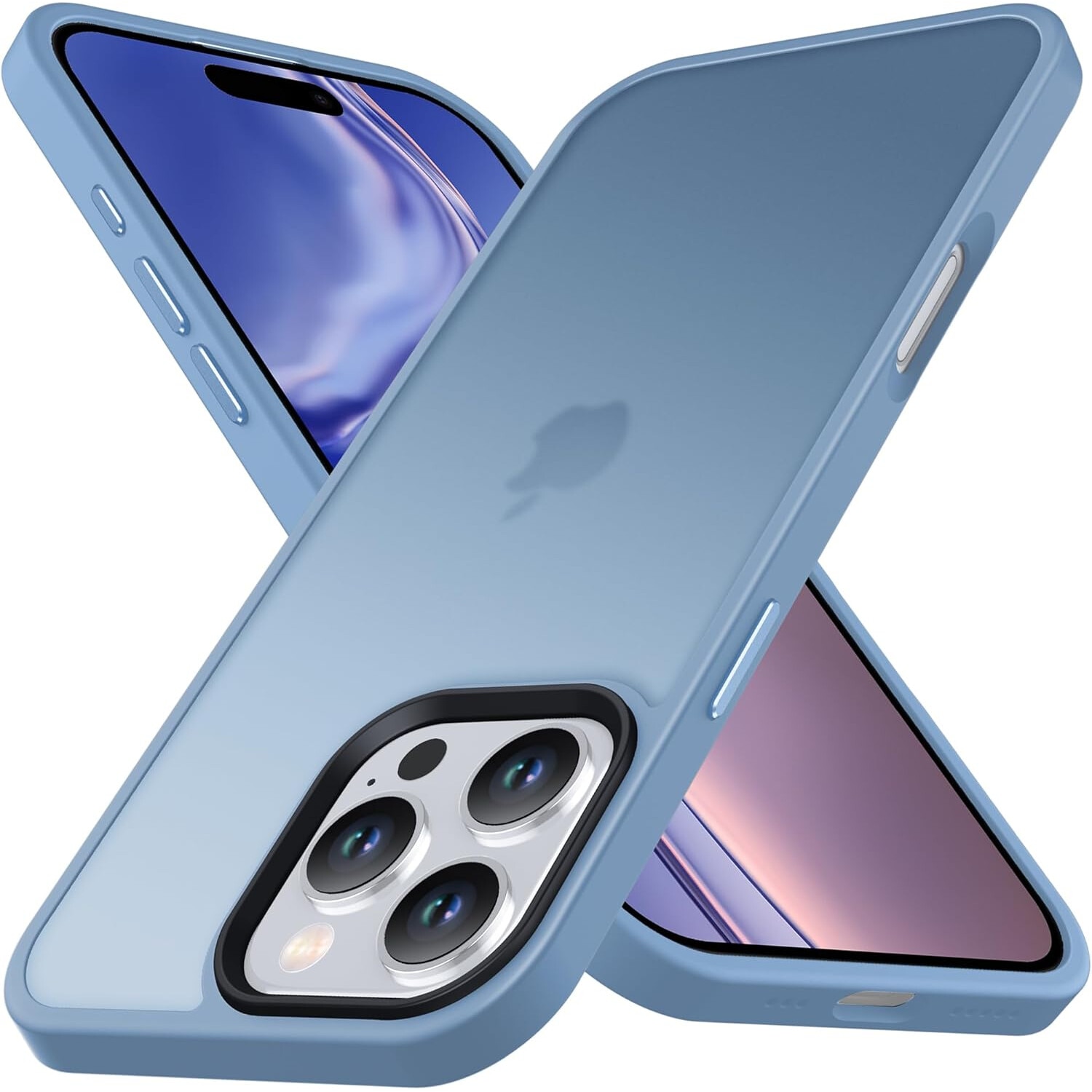 Husa pentru iPhone 16 PRO MAX, MobileSmart, Hybrid ultra slim, carcasa spate Antisoc, Light Blue
