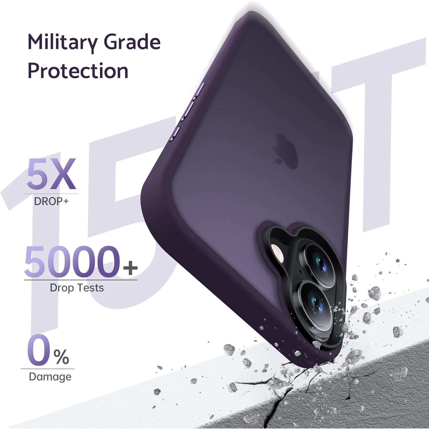 Husa pentru iPhone 16, MobileSmart, Hybrid ultra slim, carcasa spate Antisoc, Purple