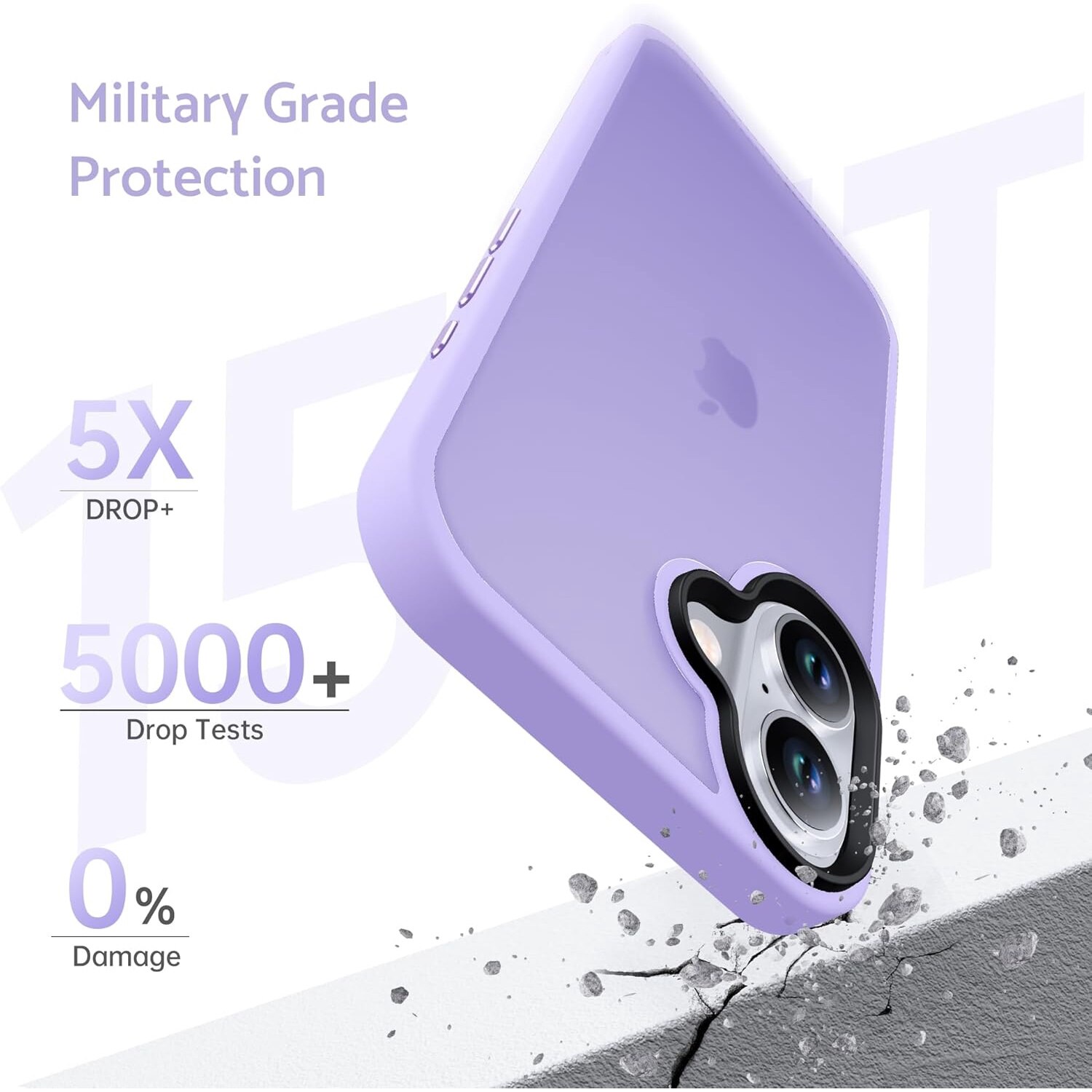 Husa pentru iPhone 16, MobileSmart, Hybrid ultra slim, carcasa spate Antisoc, Light Purple