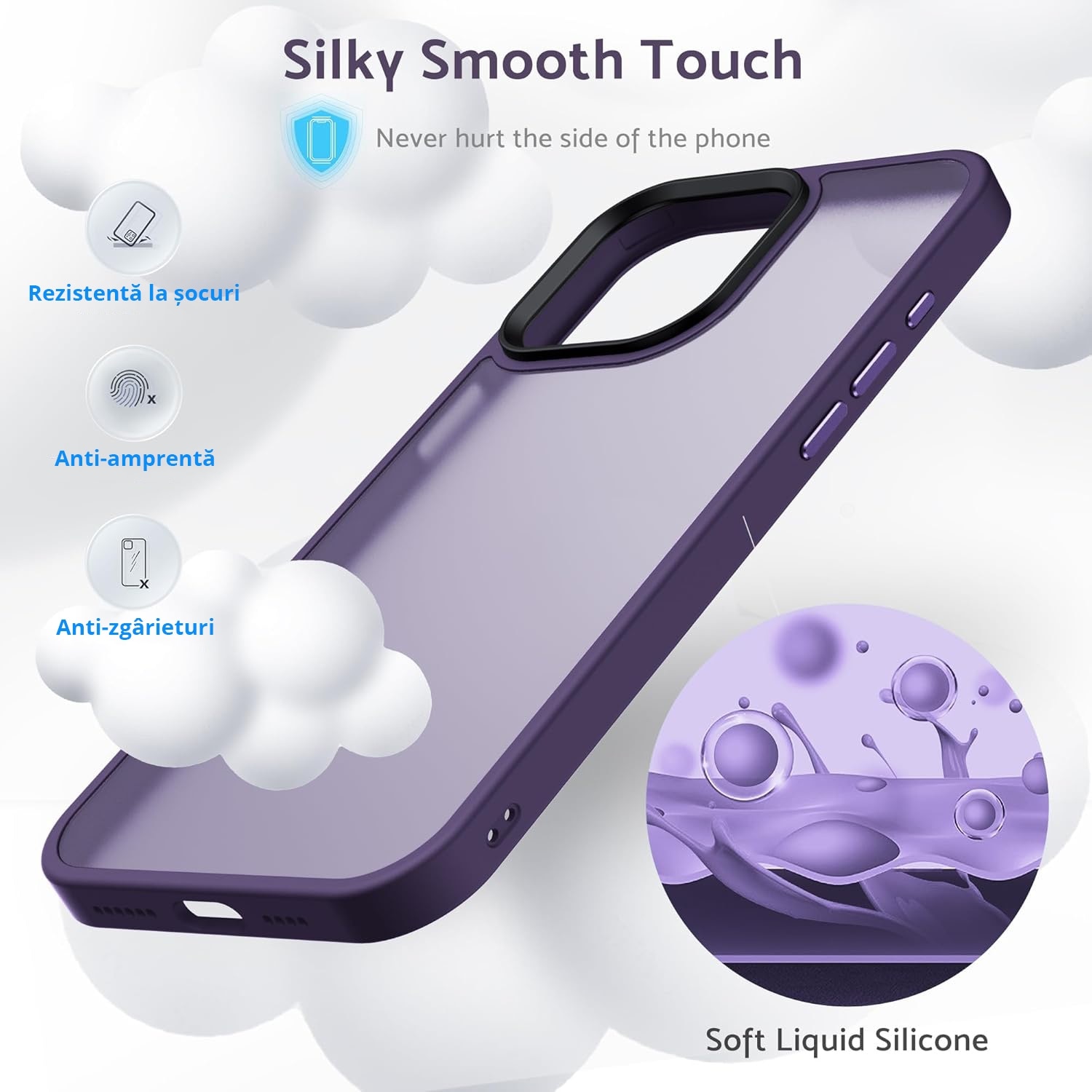 Husa pentru iPhone 16 PRO MAX, MobileSmart, Hybrid ultra slim, carcasa spate Antisoc, Purple
