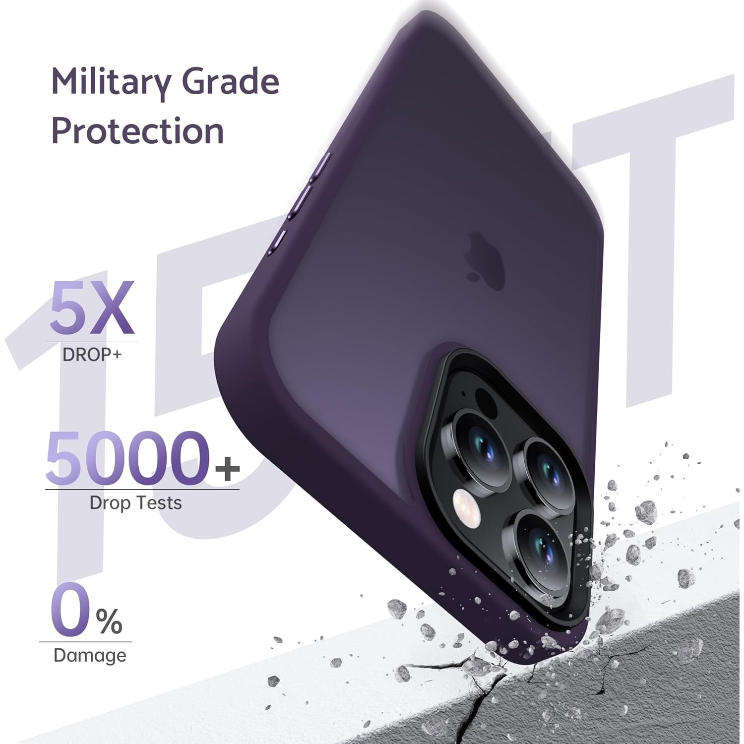 Husa pentru iPhone 16 PRO MAX, MobileSmart, Hybrid ultra slim, carcasa spate Antisoc, Purple