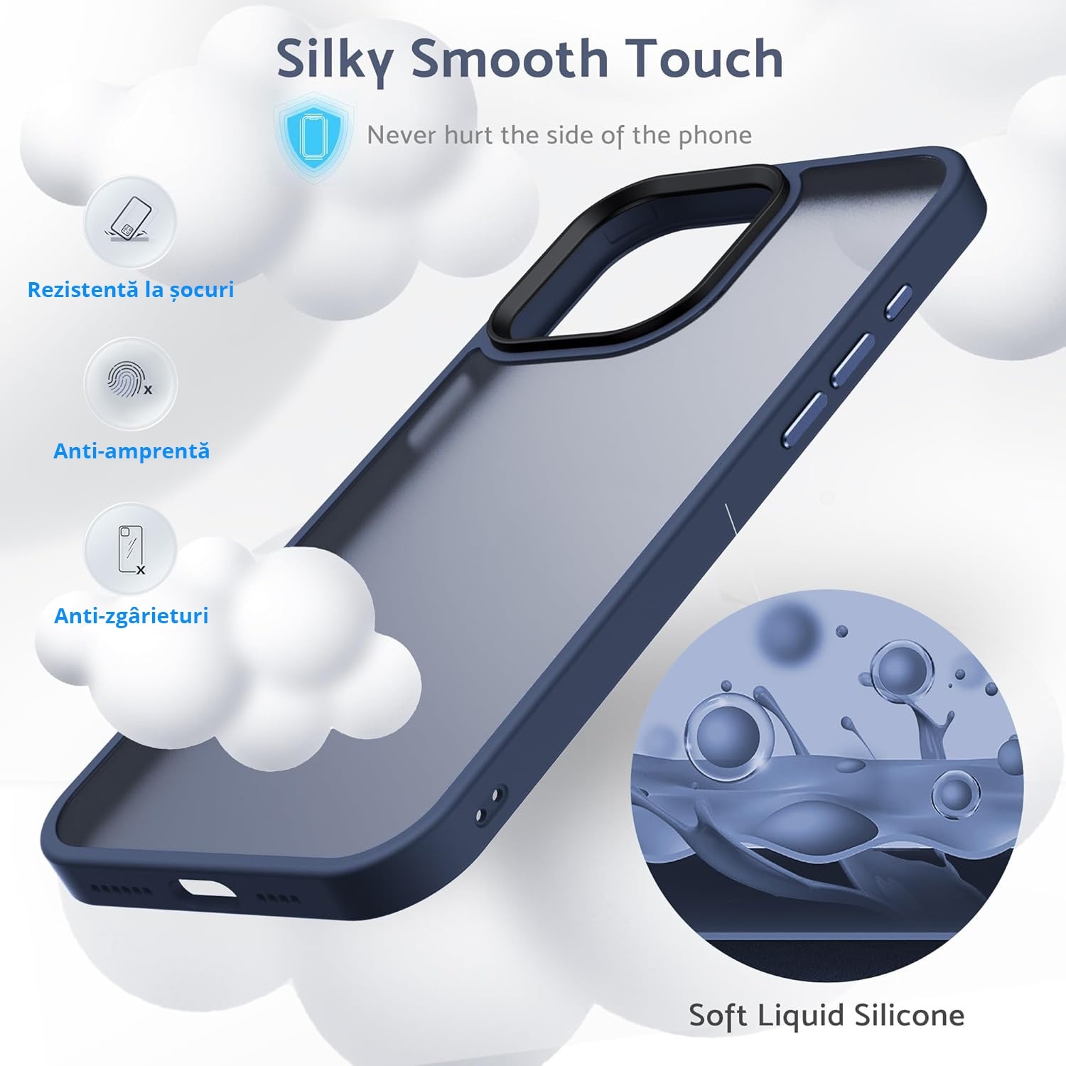 Husa pentru iPhone 16 PRO MAX, MobileSmart, Hybrid ultra slim, carcasa spate Antisoc, Blue