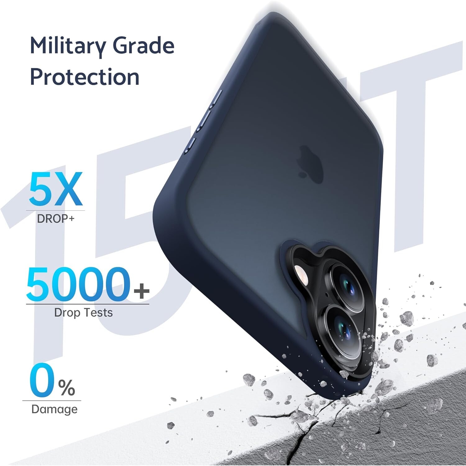 Husa pentru iPhone 16, MobileSmart, Hybrid ultra slim, carcasa spate Antisoc, Blue