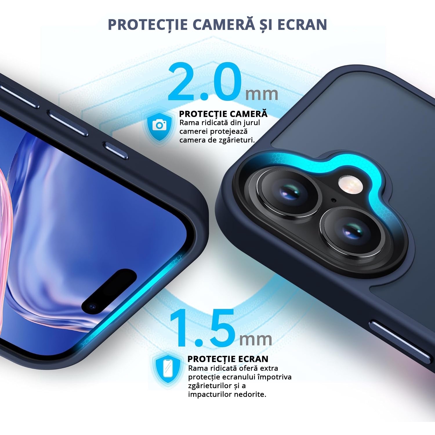 Husa pentru iPhone 16, MobileSmart, Hybrid ultra slim, carcasa spate Antisoc, Blue