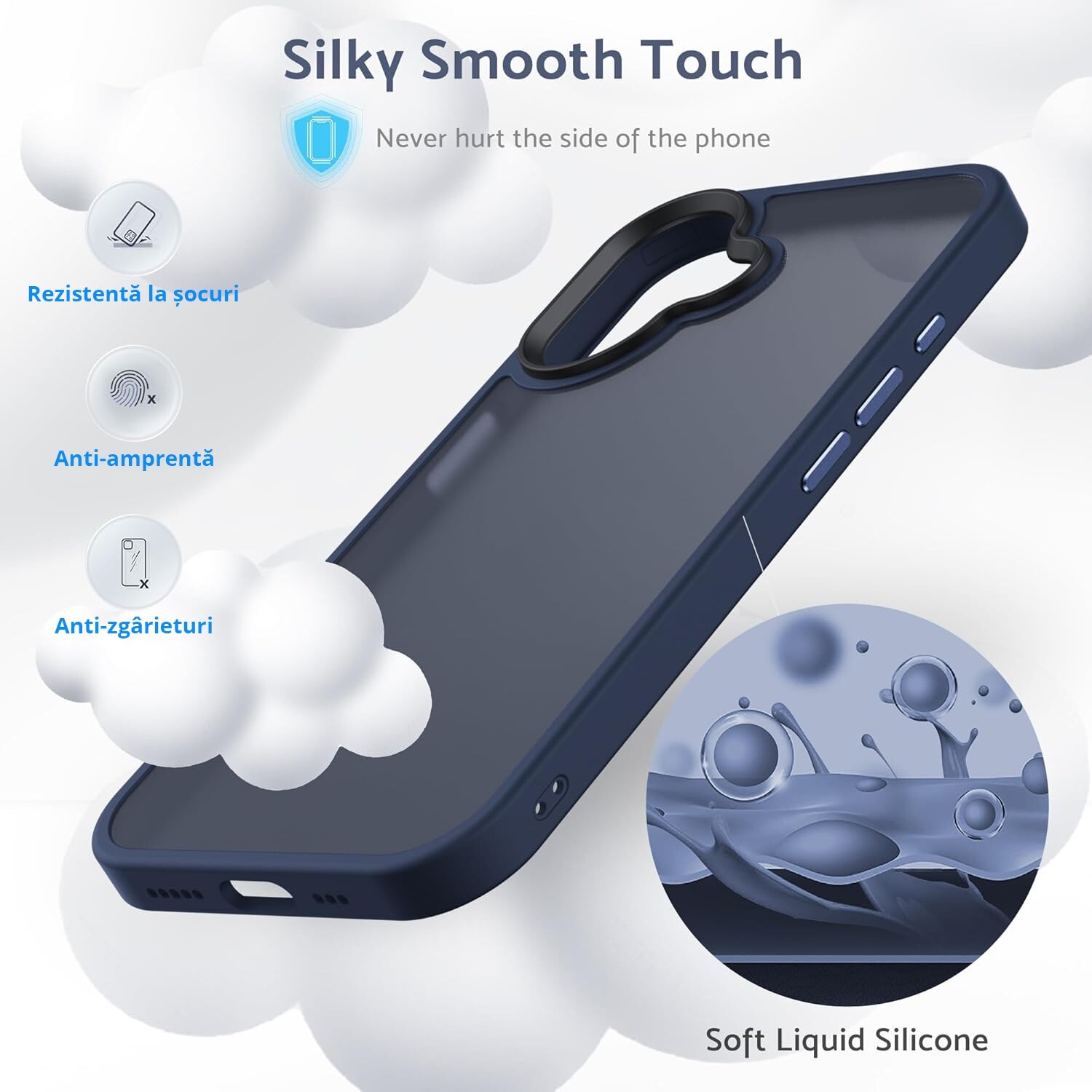 Husa pentru iPhone 16, MobileSmart, Hybrid ultra slim, carcasa spate Antisoc, Blue