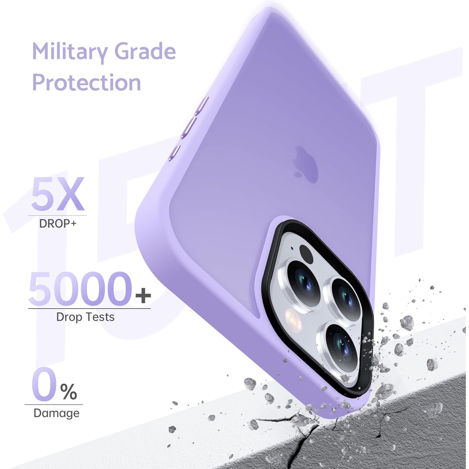 Husa pentru iPhone 16 PRO MAX, MobileSmart, Hybrid ultra slim, carcasa spate Antisoc, Light Purple