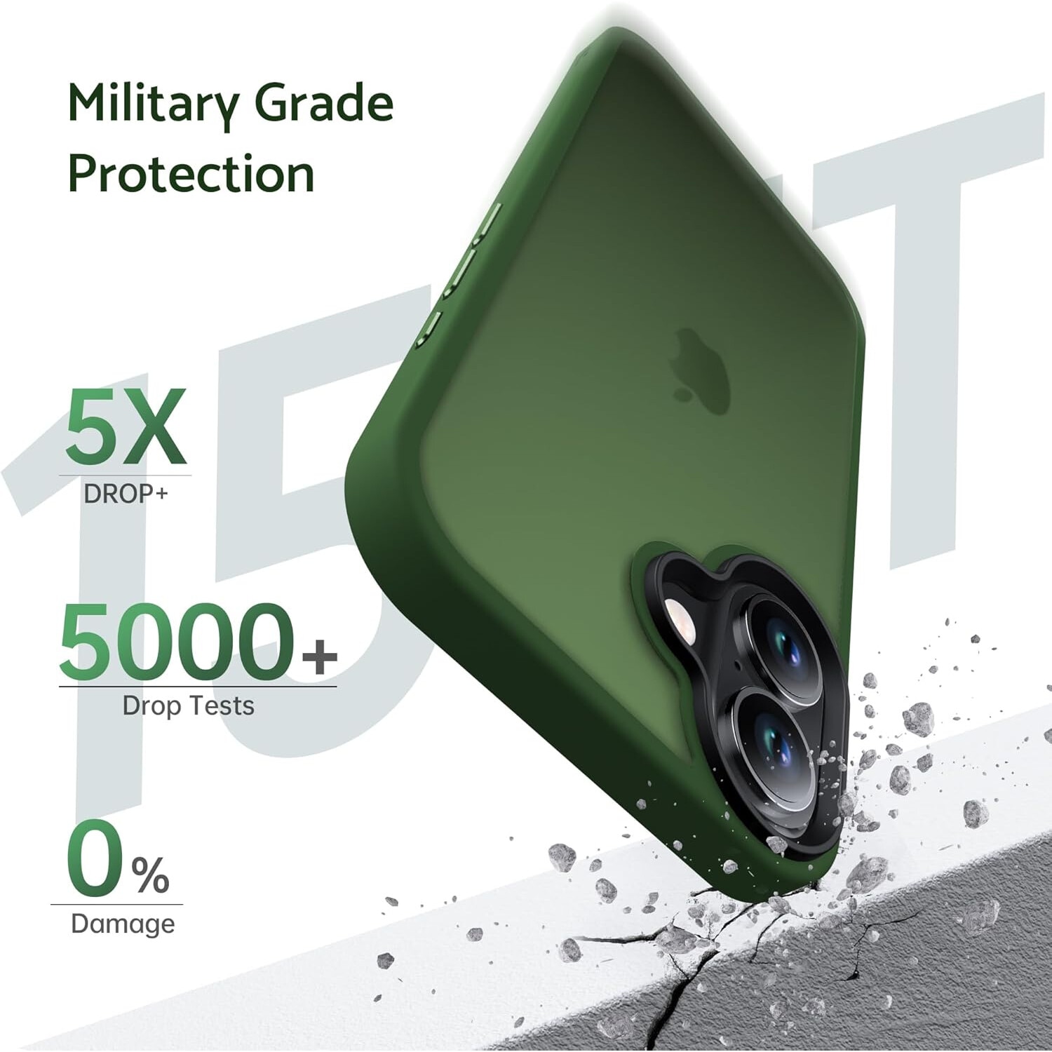 Husa pentru iPhone 16, MobileSmart, Hybrid ultra slim, carcasa spate Antisoc, Verde