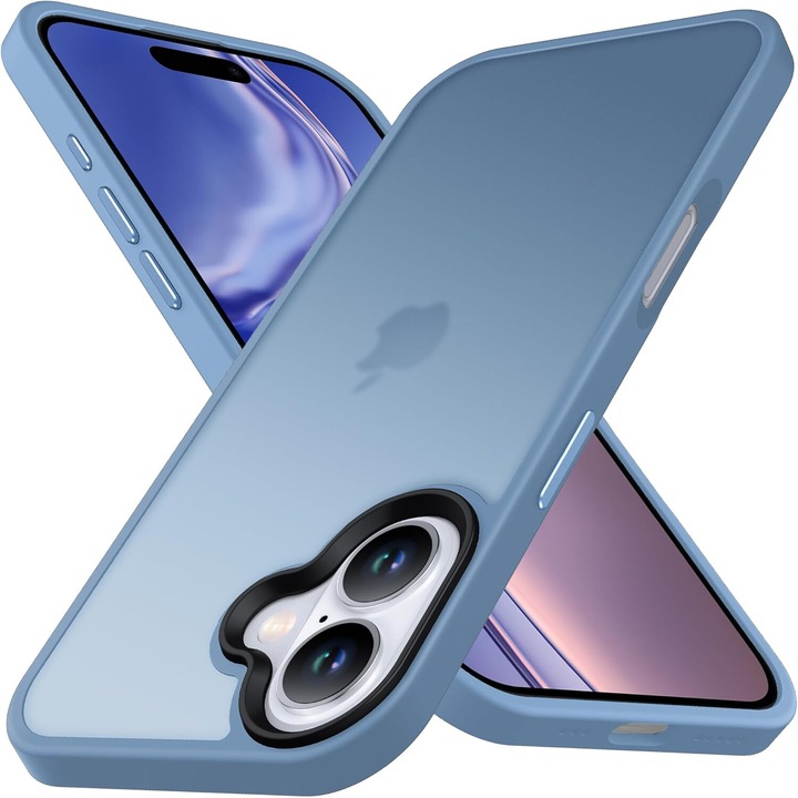 Husa pentru iPhone 16, MobileSmart, Hybrid ultra slim, carcasa spate Antisoc, Light Blue