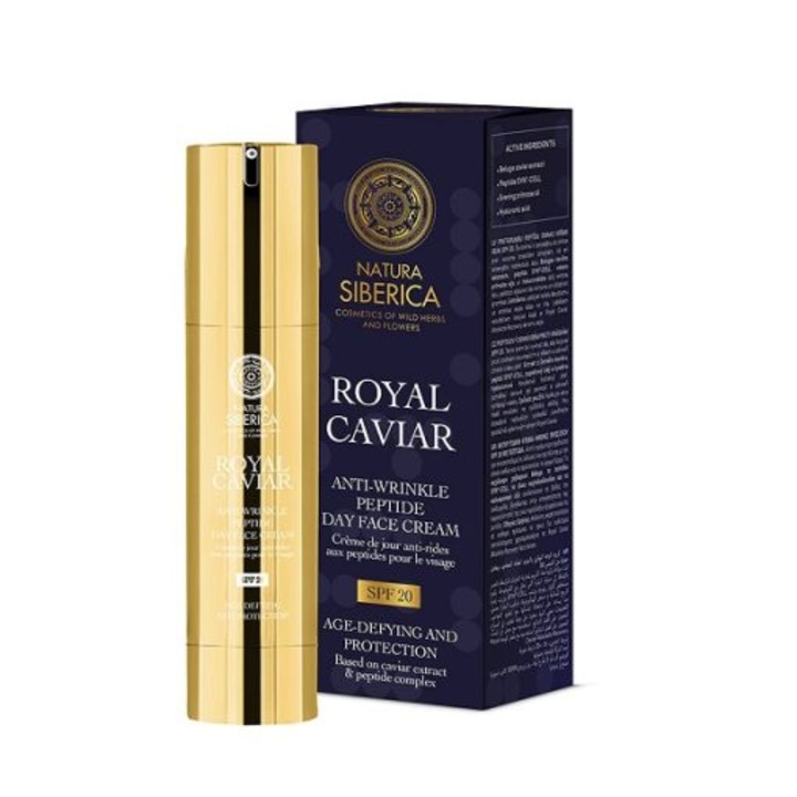 Crema de fata de zi cu peptide antirid SPF20 Natura Siberica Royal Caviar 50 ml
