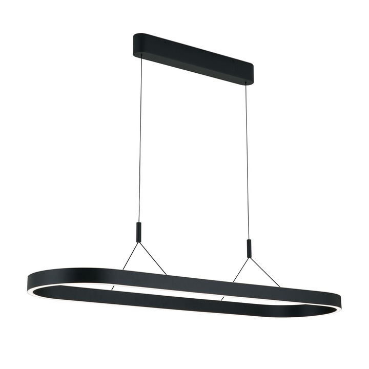 Lampa suspendata LED CARRARA, Negru, Baza din otel, Abajur din aluminiu cu banda LED 80W/4500lm/3CCT Lumina calda-neutra-rece, Dimambil, Diametru Latime 30cm, Lungime 120cm, Inaltime 200cm IP20 ORION