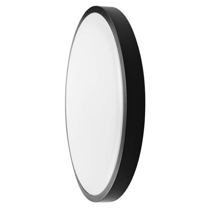 Plafoniera led cu senzor de miscare, Interior/Exterior IP44, 4000K, 3820 lm, 30 W, dimensiune 420 x 65 mm, Negru