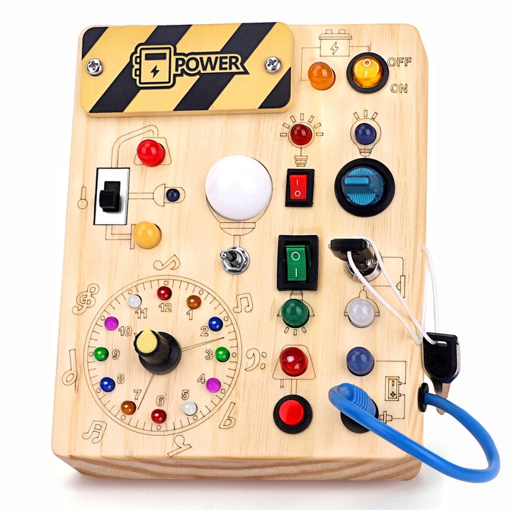 Jucarie Montessori Busy Board - Jocuri Educative pentru Copii de 1-3 Ani
