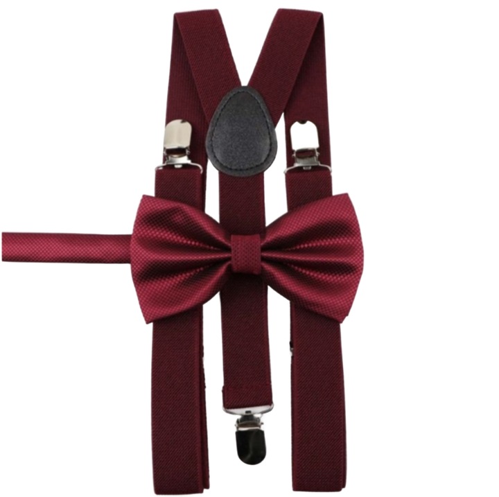 Set Bretela si Papion Bordo pentru Baieti - Accesorii Elegante pentru Ocazii Speciale si Zilnice