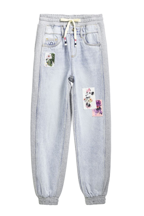 DESIGUAL, Blugi cu model 2in1 si Minnie Mouse, Albastru prafuit