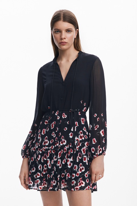 DESIGUAL, Rochie cu nasturi, Rosu, Alb, Negru, S