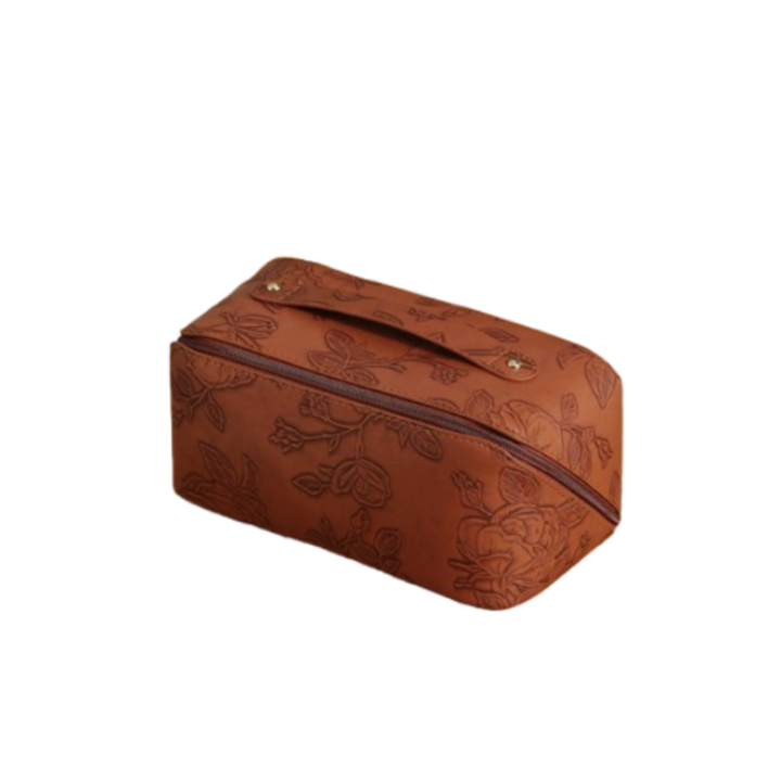 Козметична чанта Wisolt, просторен дизайн, водоустойчива, 25x12x12 см, кафяв цвят