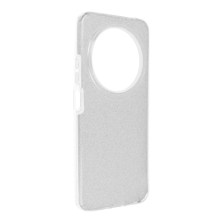 Xiaomi Redmi 14C / Redmi A4 / Poco C75 kompatibilis szilikon hátlaptok, csillámos, ezüst, Glitter