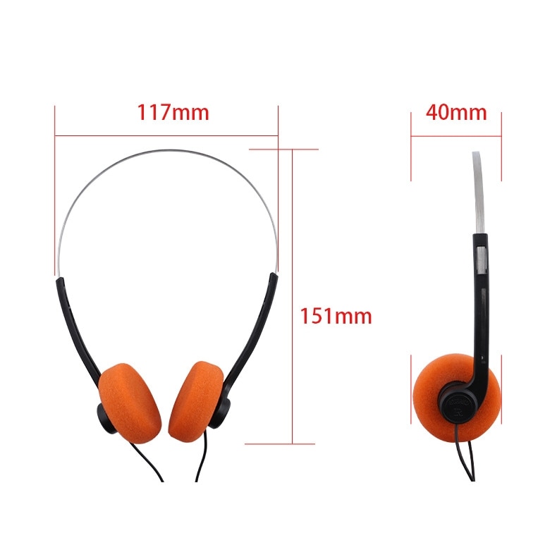 Casti cu fir, portocaliu, 1.2m, 27mm, pentru adulti - eMAG.ro