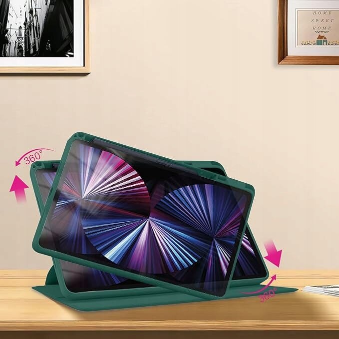 Husa pentru iPad Air 4/5, 10,9 inch, verde, cu suport rotativ 360
