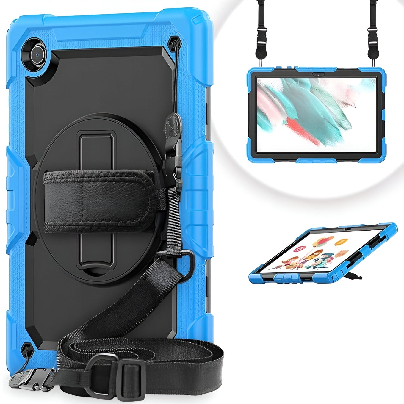Husa tableta pentru Samsung Galaxy Tab A8 10.5", silicon flexibil, PC dur, albastra