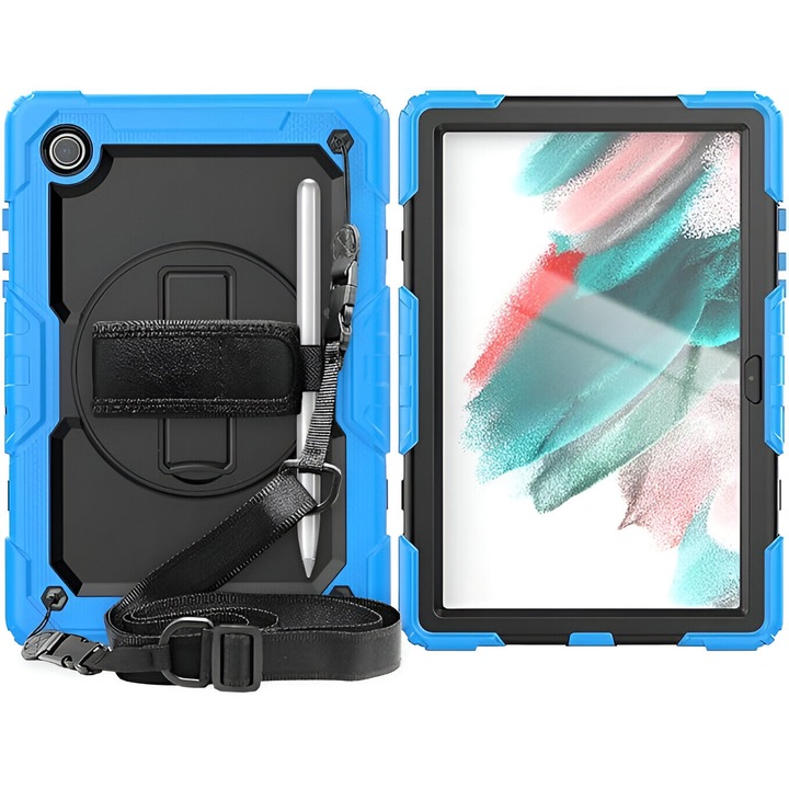 Husa tableta pentru Samsung Galaxy Tab A8 10.5", silicon flexibil, PC dur, albastra